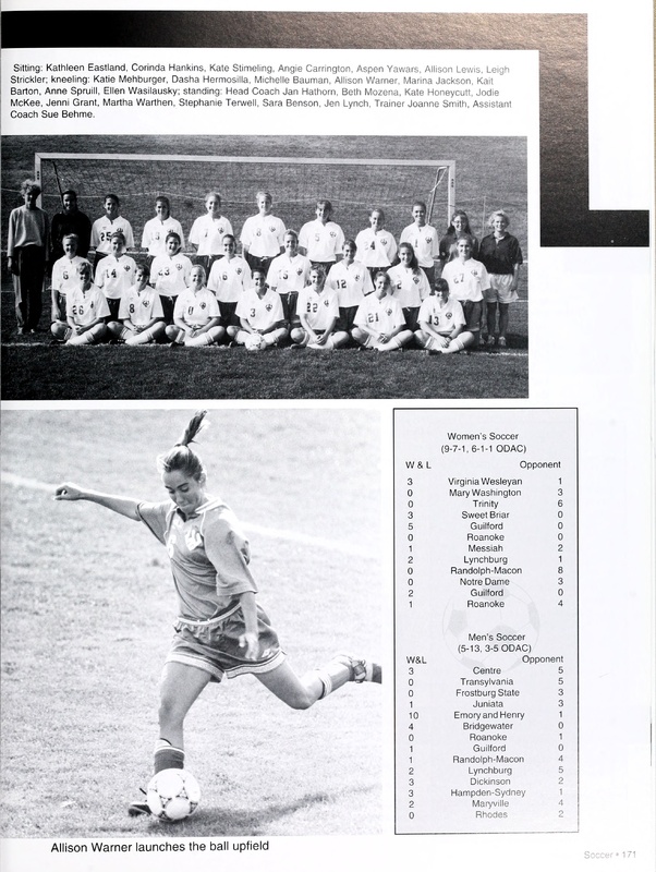 This is a picture of the women's soccer team in 1994. It includes a quick snapshot of their roster.