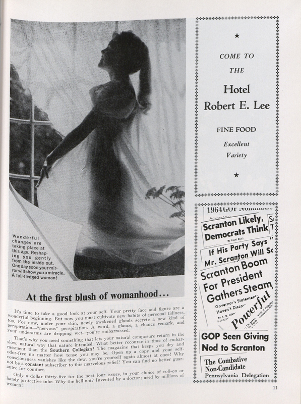 The 1964 Springs Edition of the Southern Collegian includes a picture of a girl, and captioned in a very objectifying way.