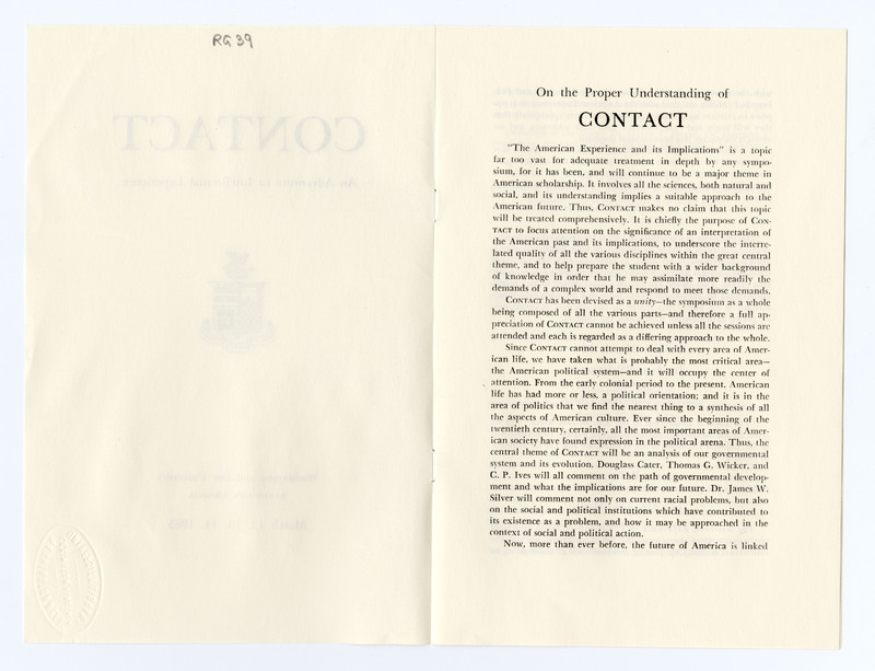 The second page of a printed paper pamphlet. Page is titled "On the proper understanding of CONTACT."