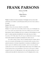 Frank Parsons is a member of the Class of 1954 of Washington and Lee University who in this interview accounts his experience specifically as a member of the coeducational steering committee and university administrator