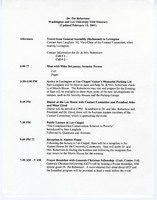 Black text on white paper, Detailed itinerary for Dr. Pat Robertson on his visit to speak at Washington & Lee