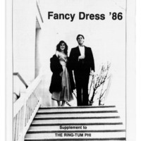 This is a selection of articles from the February 27, 1986 issue of Washington and Lee's Ring-tum Phi. These articles explain the details of that year's Fancy Dress Ball: A Night in Rio, including decor, theme logistics, musical guests, venue layout, and activities. John Kalitka gives a brief explanation of the historical and cultural significance of Carnaval in Rio. Peter Boatner gives insight into the financial organization of Fancy Dress, indicating the expected costs. Additionally, the integration of eight women into the Student Activities Board is indicated.