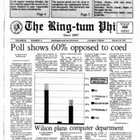 Pictured is a Ring Tum Phi newspaper clipping that demonstrates the undergraduate's opinion on making Washington and Lee a coeducational institution. The image shows that 60% of students oppose the decision.