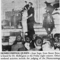 Dr. Shillington again kissing the Homecoming Queen for the 1961 Homecomings.