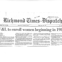 The following is a newspaper article from the Richmond Times-Dispatch, written July of 1984 that writes on the Washington and Lee board that voted in favor of Coeducation. Making Washington and Lee a coed school. 