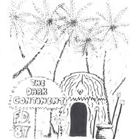 This is a cartoon made for W&L's 1987 Fancy Dress: The Dark Continent. Included in the cartoon is a straw hut with the W&L trident above the doorway, palm trees, a basket, and sticks with heads on them next to the structure. "The Dark Continent" is written on a small tree next to the hut with a sign that reads "Black Tie" and the phrase "F.D. '87" underneath it.