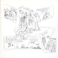 A cartoon spanning two pages of the 1973 Calyx, portraying numerous scenes of college life.