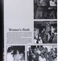 This is a page from the Calyx saying that new national sororities have come to campus and they have pictures for women participating in rush.