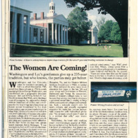Magazine article published by Newsweek outlining the co-education process one year before women formally  came to W&L