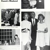 This image shows a man holding a woman on each arm during the Parents Weekend event at Washington and Lee University in 1968.