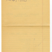 Handwritten list on faded yellow lined paper of proposed speakers and notes from either the 1965 or 1966 Contact Committee, with some names circled and some crossed out. This tenth page includes one name. 