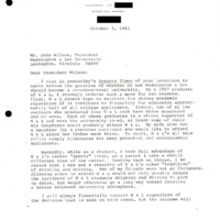 This is a letter from Clinton Morse '67 to President John Wilson about coeducation at W&L. Morse supports the adoption of coeducation.