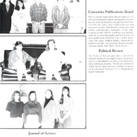 This is a section from the yearbook, it includes pictures from people who participate in the Political Review and Journal of Science organization.